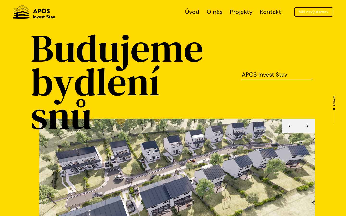 Domovská stránka webu APOS Invest v desktopovém zobrazení