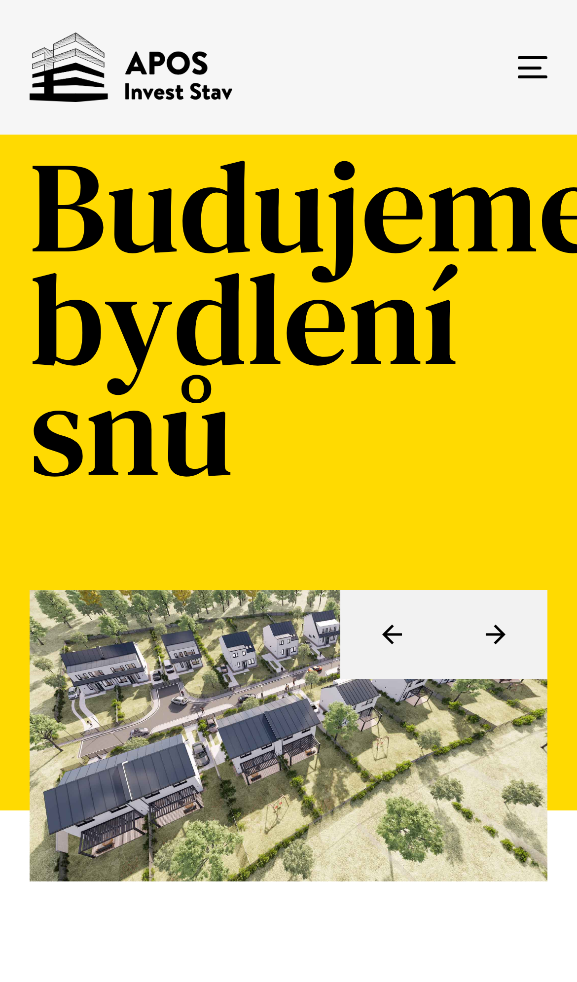 Domovská stránka webu APOS Invest v mobilním zobrazení