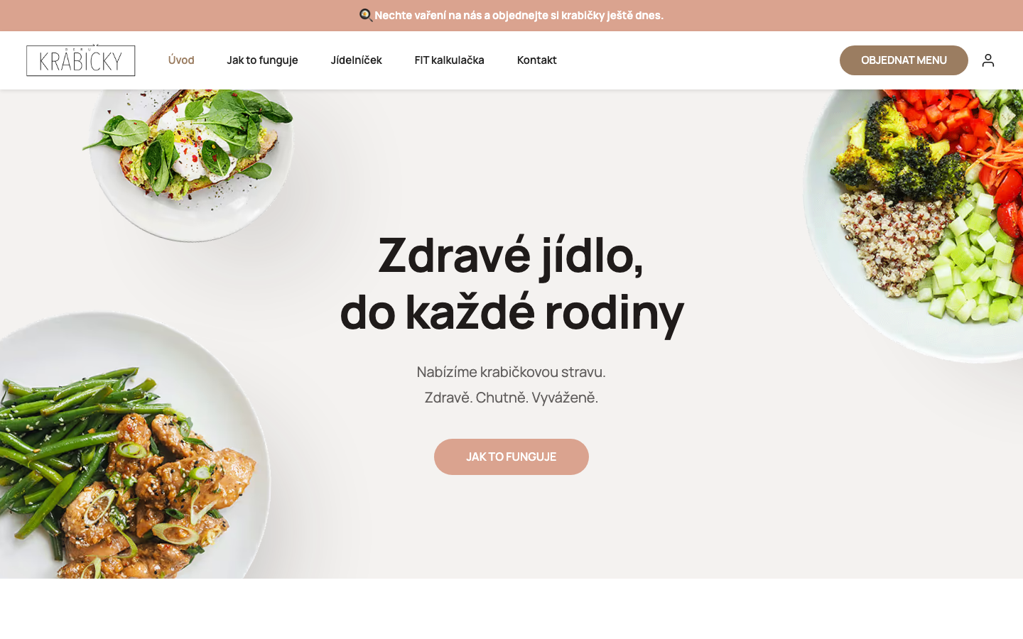 Domovská stránka webu Beru krabičky v desktopovém zobrazení