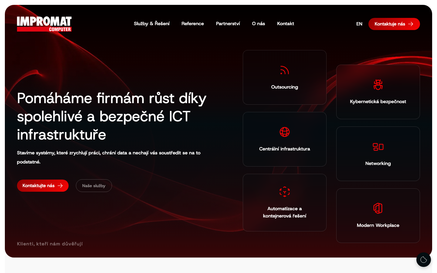 Domovská stránka webu IMPROMAT-COMPUTER v desktopovém zobrazení