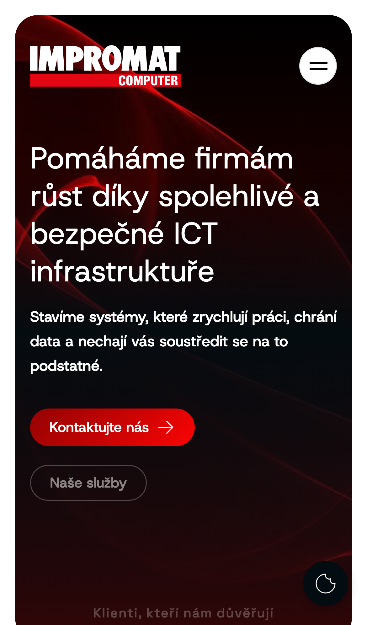 Domovská stránka webu IMPROMAT-COMPUTER v mobilním zobrazení