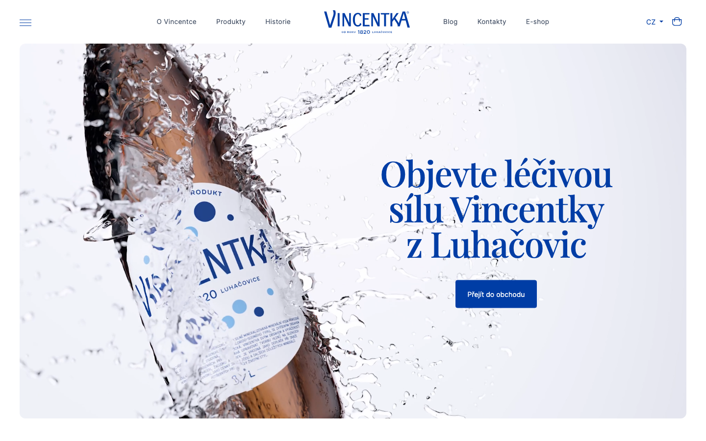 Domovská stránka webu Vincentka v desktopovém zobrazení