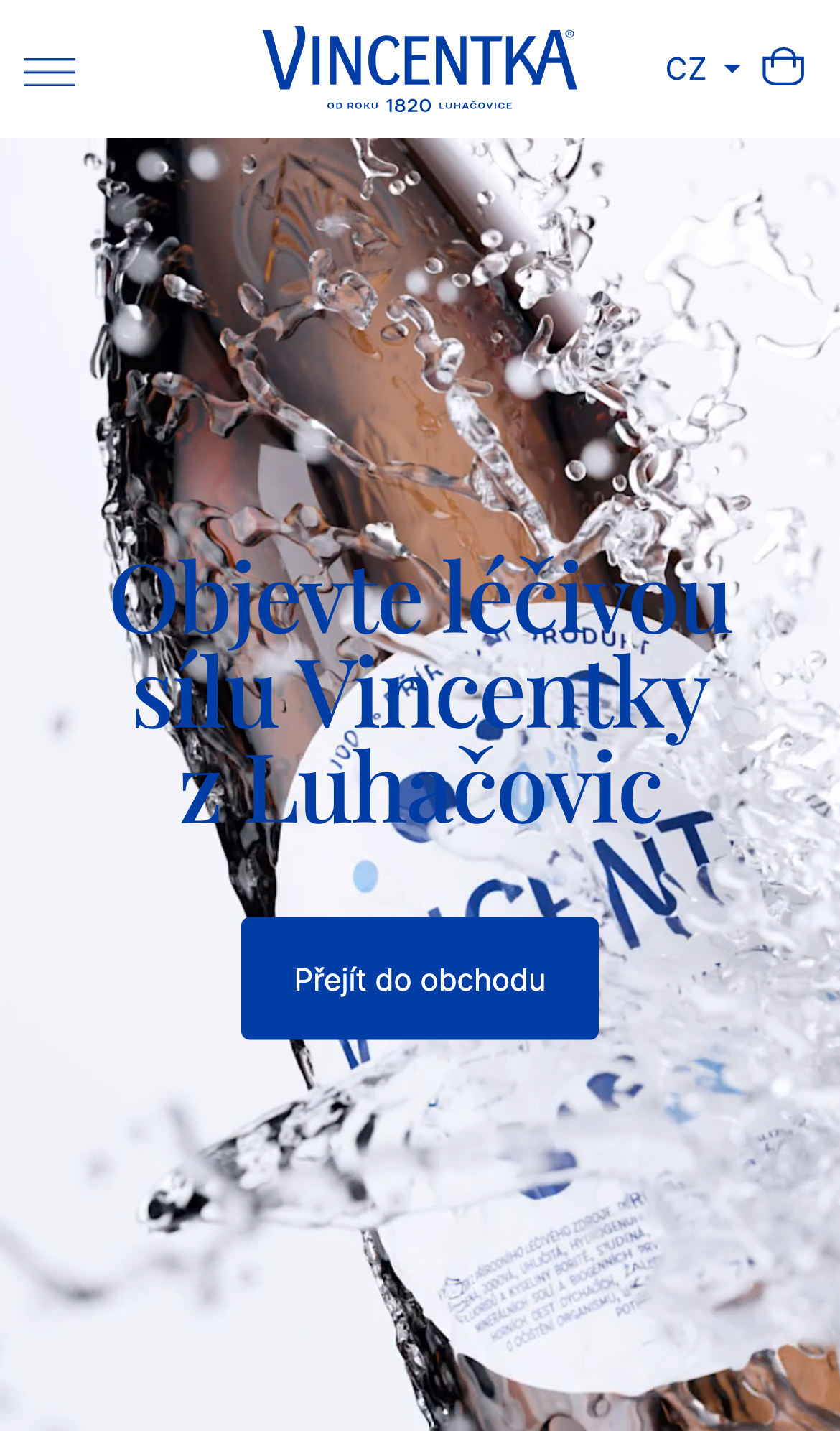 Domovská stránka webu Vincentka v mobilním zobrazení